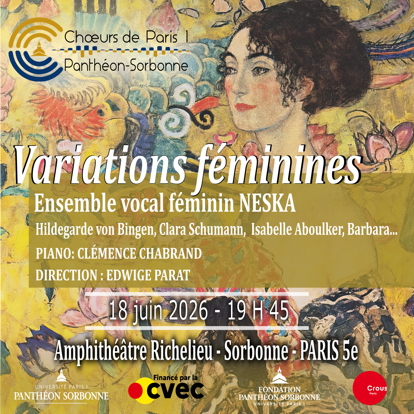 affiche du concert tableau de Klimt femme à l'éventail